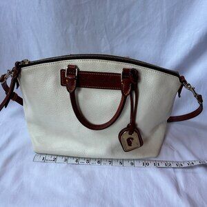 Dooney & Bourke White Pebble Grain Leather Large Satchel Zip Handbag